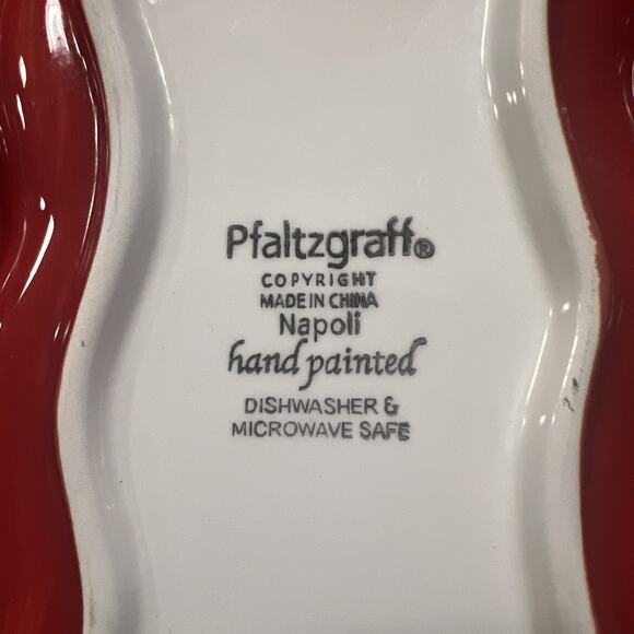 RARE Pfaltzgraff NAPOLI 14” 3-part Divided Snack Plate / Tray + Handles PERFECT - Picture 9 of 11